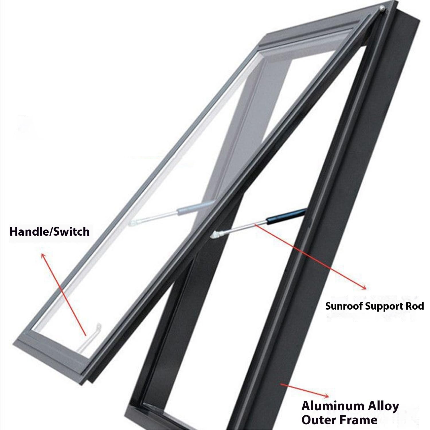 Claraboya de Aluminio, Ventana de tejado para Vivienda, Doble acristalamiento, ventilación Manual, Rectangular, Apta para áticos, solarios,60x70cm/23.6x27.6in4.2