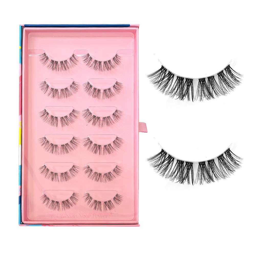 SY SHUYING False Eyelashes, Natural Look Wispy CC Curl Lashes, Clear Band Strip Lashes That Look Like Extensions - Image 3