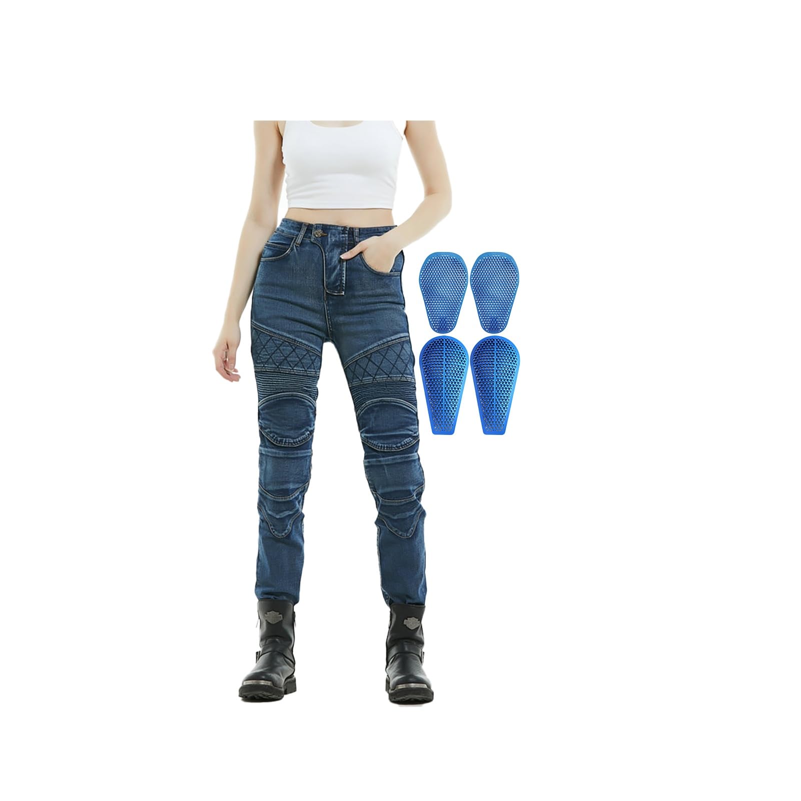 Pantaloni Da Moto Con Fodera In Aramide Jeans Da Motociclista Tessuto Elasticizzato/resistente Con Protezioni for Ginocchia/fianchi Abbigliamento Da Motociclista Da Donna/ragazzo.