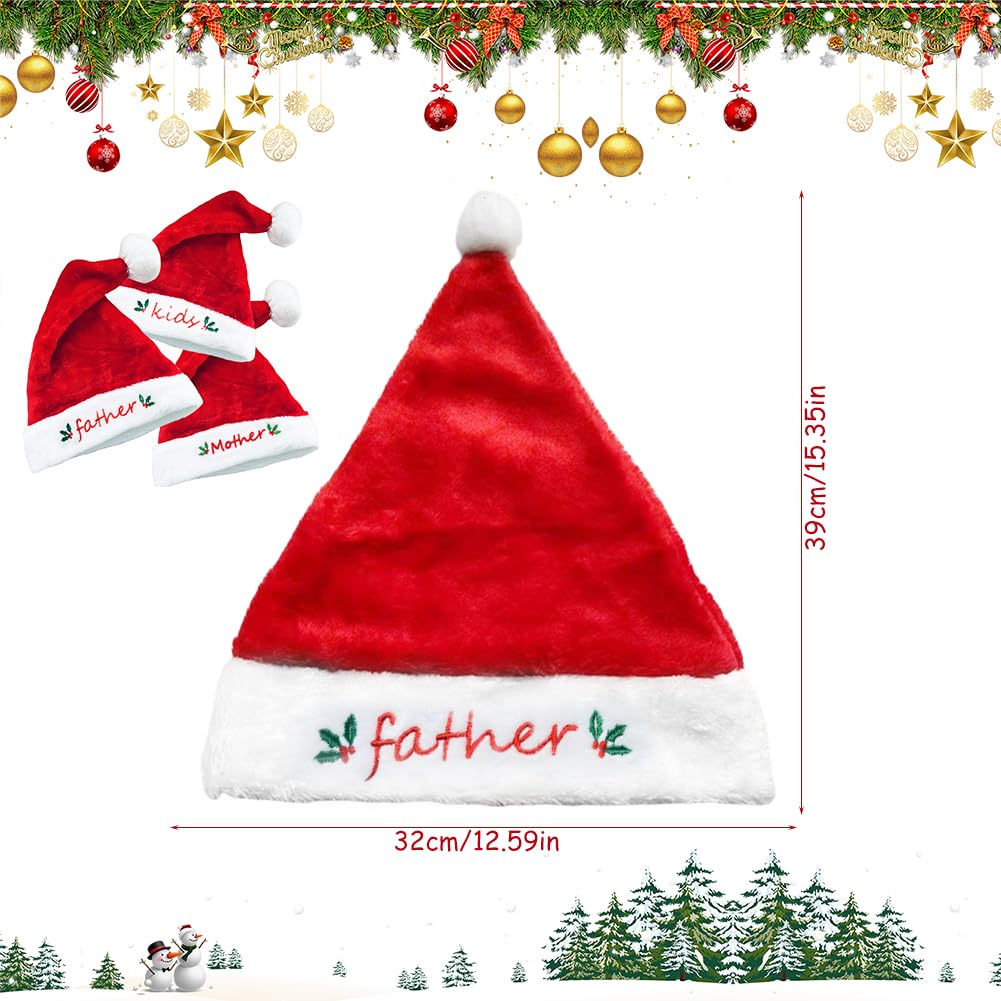 ZPSOSPZ 3pcs Santa Hat for Christmas Red Father Xmas Hat for Adults Unisex Soft Plush Classic Fur Xmas Holiday Hat - Image 2