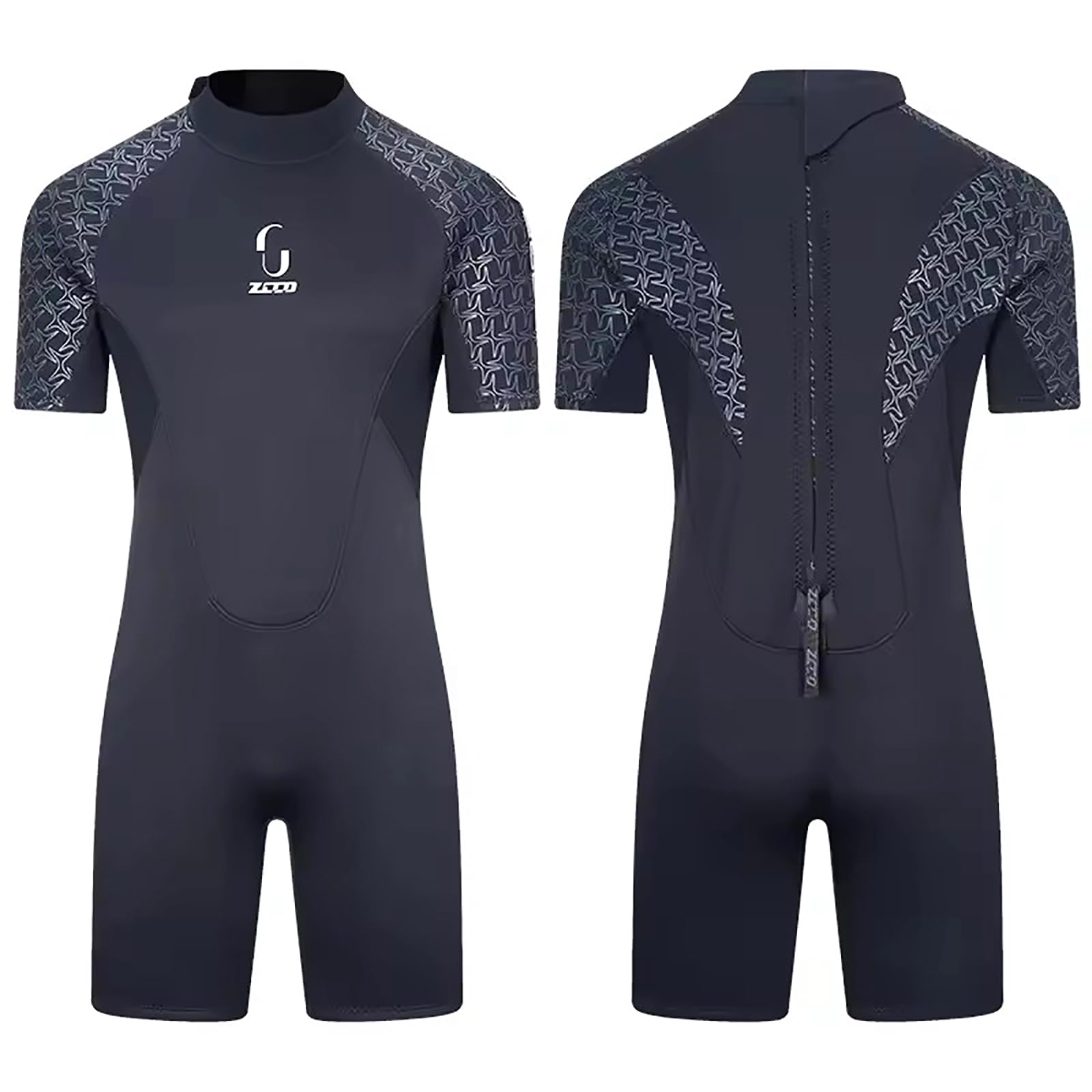 WYYHAA 3Mm Neoprene Short Sleeves Wetsuits, Back Zip Surf Suit Rash Guards Warm Diving Suit for Men, Women Snorkeling Scuba,Men2,XL