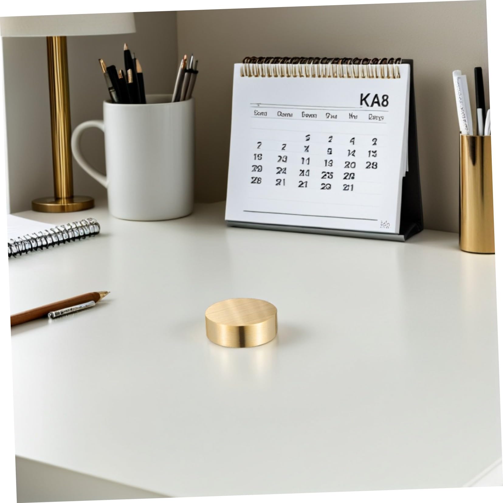 Runder Briefbeschwerer aus Messing, 2 Stück, für Kalligrafie und Büro