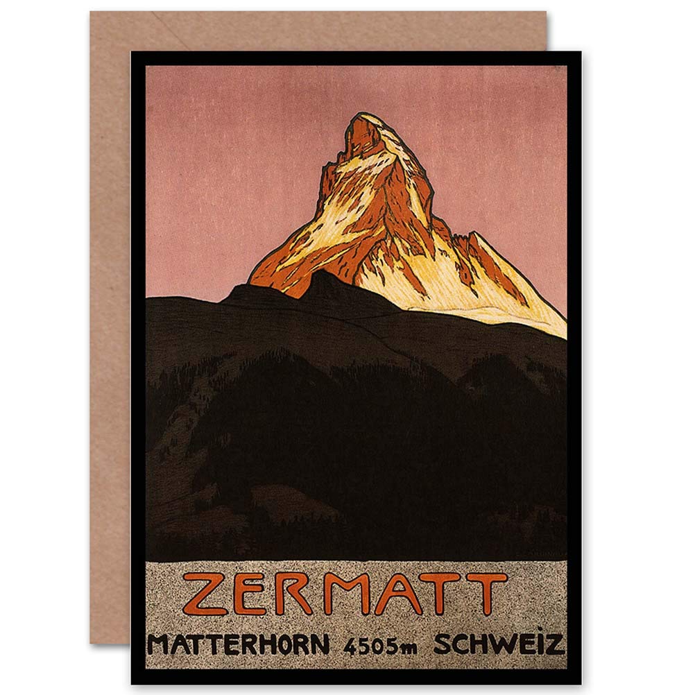 Wee Blue Coo Blue Wee Coo Travel Matterhorn Mountain Zermatt Switzerland Alpine Snow Greeting Card