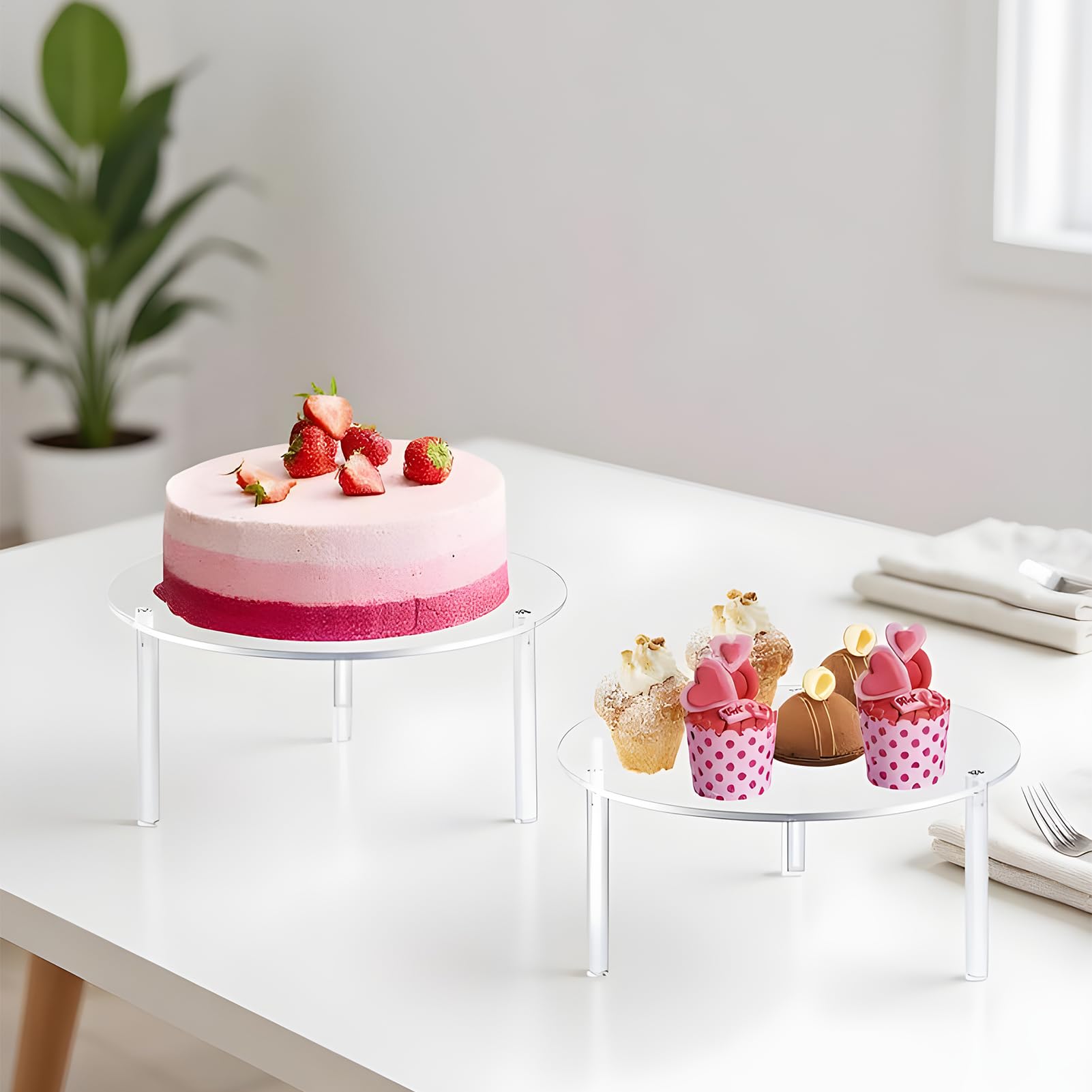 Genérico Soporte Para Cupcakes 3 Piezas Transparentes Redondas Para Servir