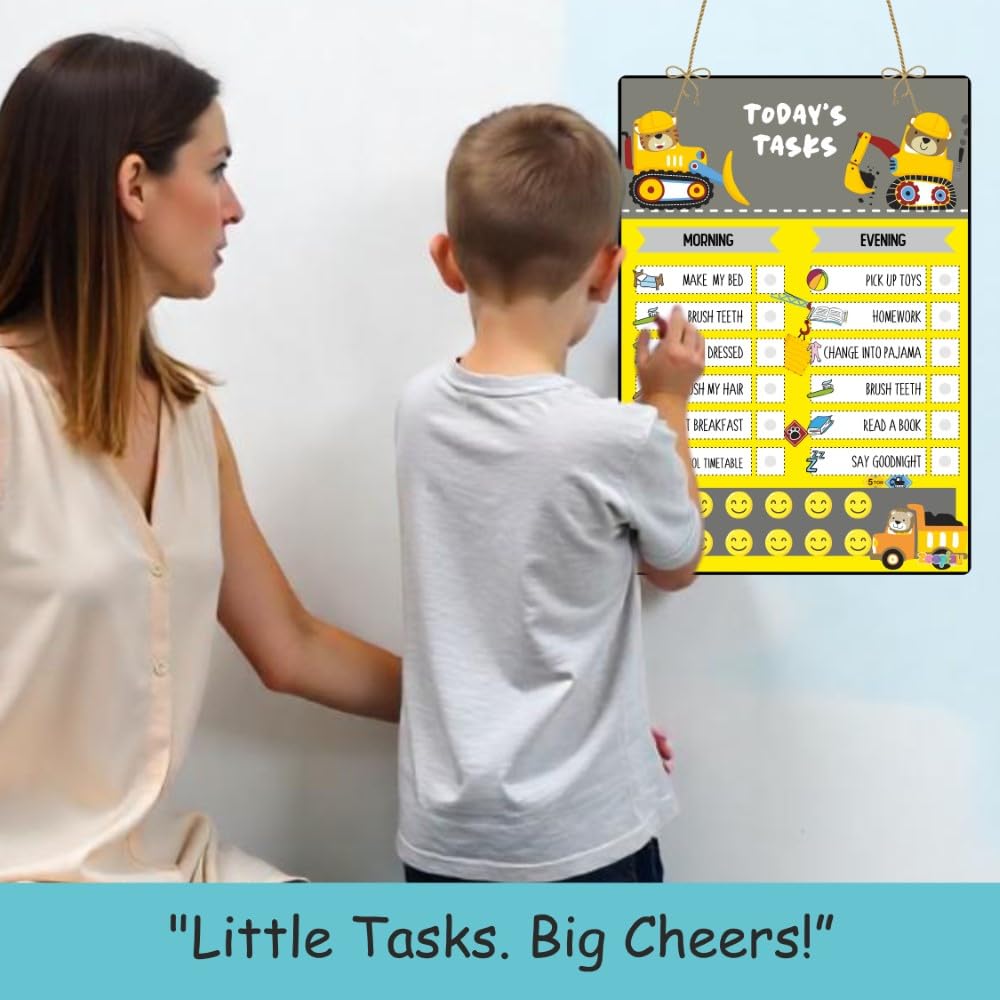 Zooplay India My Responsibility Chart - Good Habit Chart for Kids - Reusable Behavior Tracker with SmiliesI For Age 3-12 year I Reward chart I gift for Kids 3 yr -12 yrs (Builder Zone) - Image 6 thumbnail