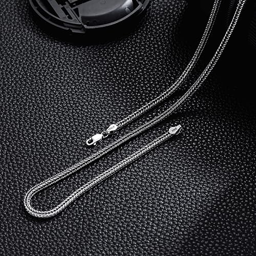 925 Sterling Silver Franco Chain 2MM 3MM Foxtail Chain Necklace for Men Women 18, 20, 22, 24, 26 Inch4