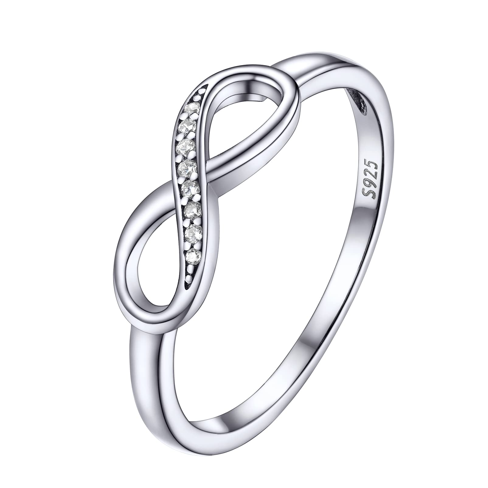 PROSTEEL Sterling Silver Infinity Ring CZ Bling Statement Rings for Women Promise Ring Size 4