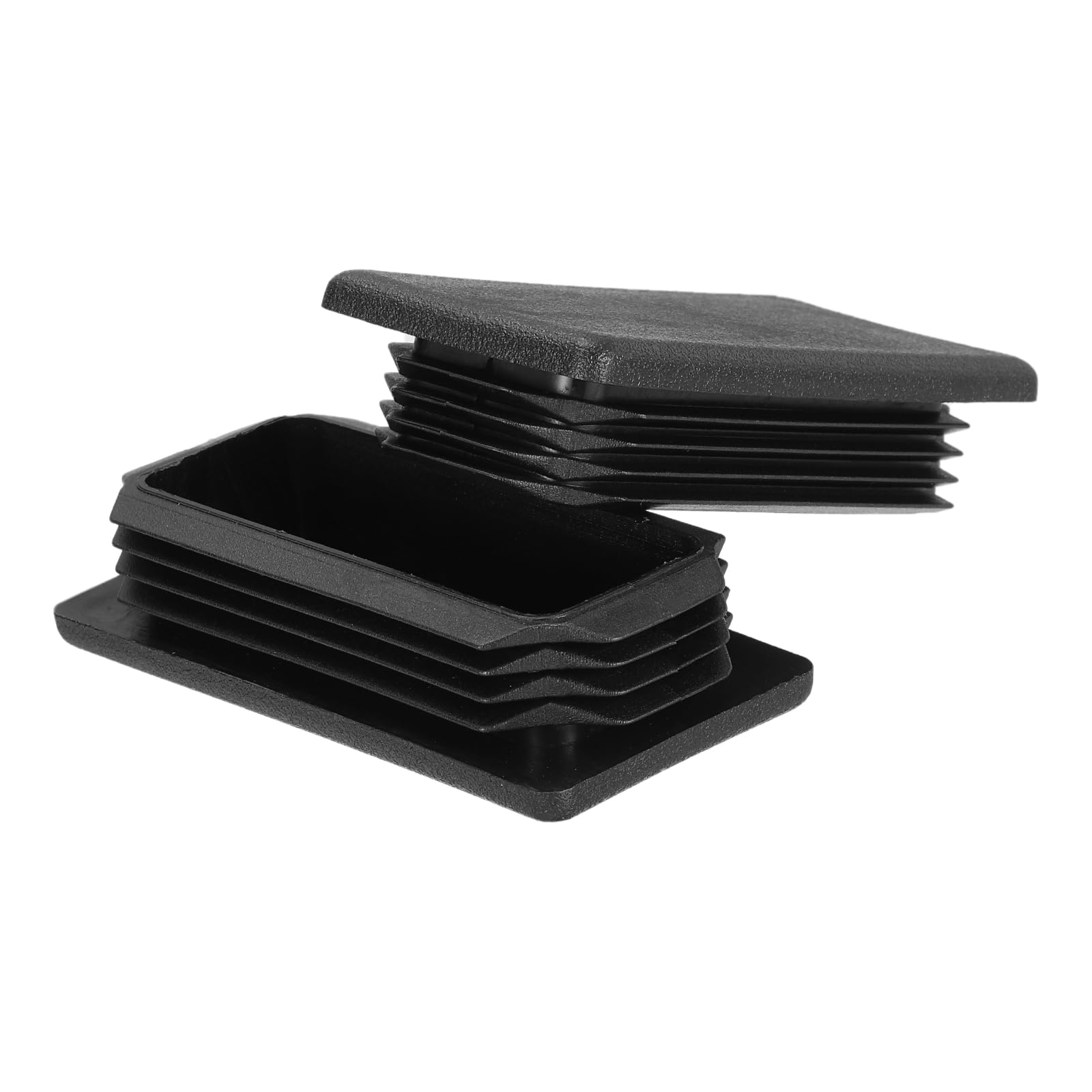 sourcing map 10 Pcs Plastic Hole Plugs, 3.15"x1.57"(80x40mm) Rectangular Ribbed Tubing End Caps Fit 1-3mm Tube Thick, Furniture Leg Inserts for Metal Tubing Chair Table Legs
