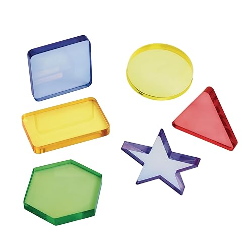 Excellerations earlySTEM Translucent Light Table Shapes, Set of 6, Light Table Accessories, Color Mixing for Infants & Toddler, Early STEM, 6 Colorful Shapes, Chunky Pieces for Babies, Ages18 Months+