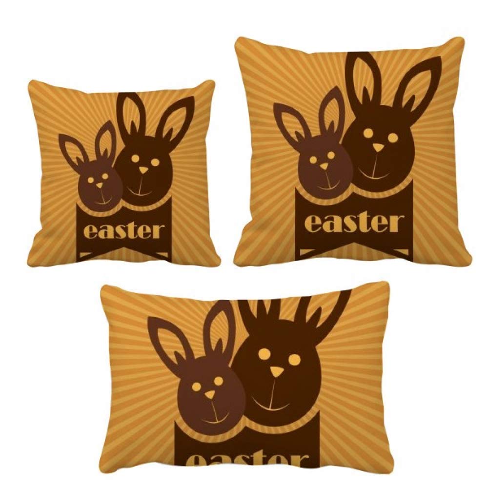 Housse de coussin lapin de Pâques marron pour décoration de salon