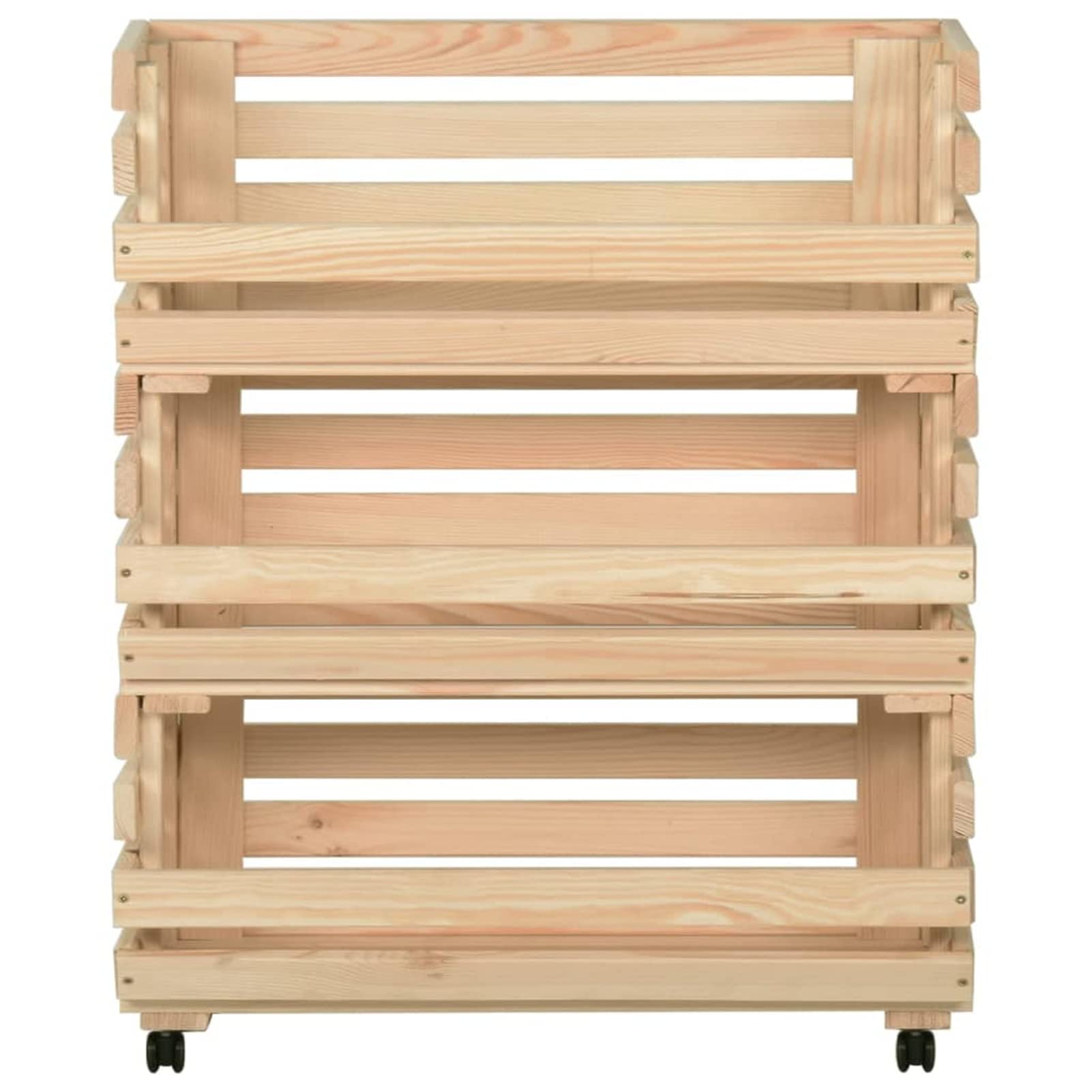 Tidyard Gemüsewagen Stapelkiste Aubewahrungsboxen Vorratskiste Kartoffelhorde Kartoffelkiste Massivholz Kiefer 77x30x80 cm