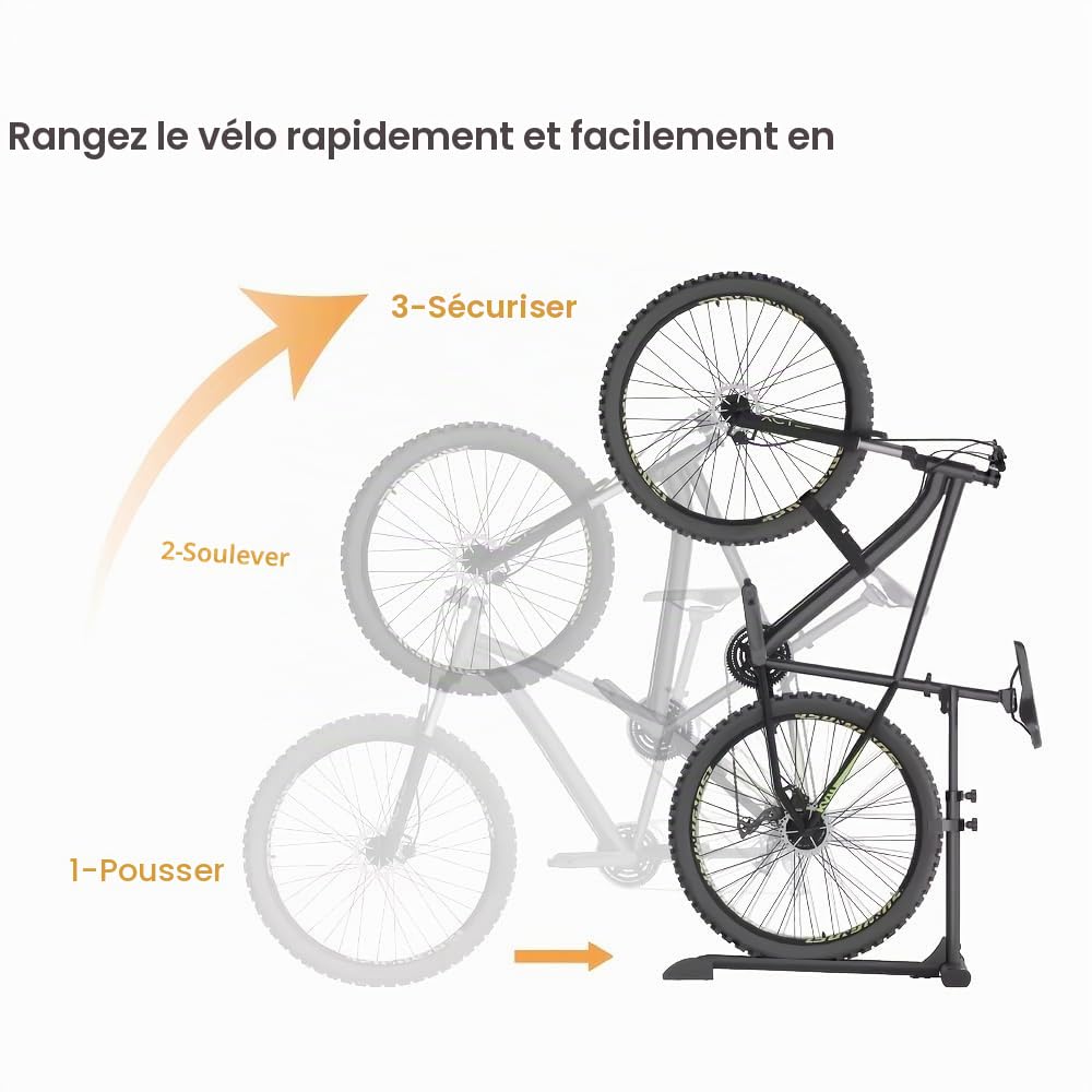 Mimoke Support vertical pour vélo - Support de sol droit pour le rangement des vélos à l'intérieur - Garages et appartements (deux pièces)