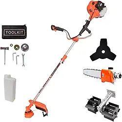 Kit Completo Roçadeira Profissional a Gasolina 65CC, 3HP, Enxada Rotativa, Motopoda/Motosserra de Extensão, Eficiência Garantida, Ideal para Diversas Tarefas de Jardinagem, Segurança e Durabilidade