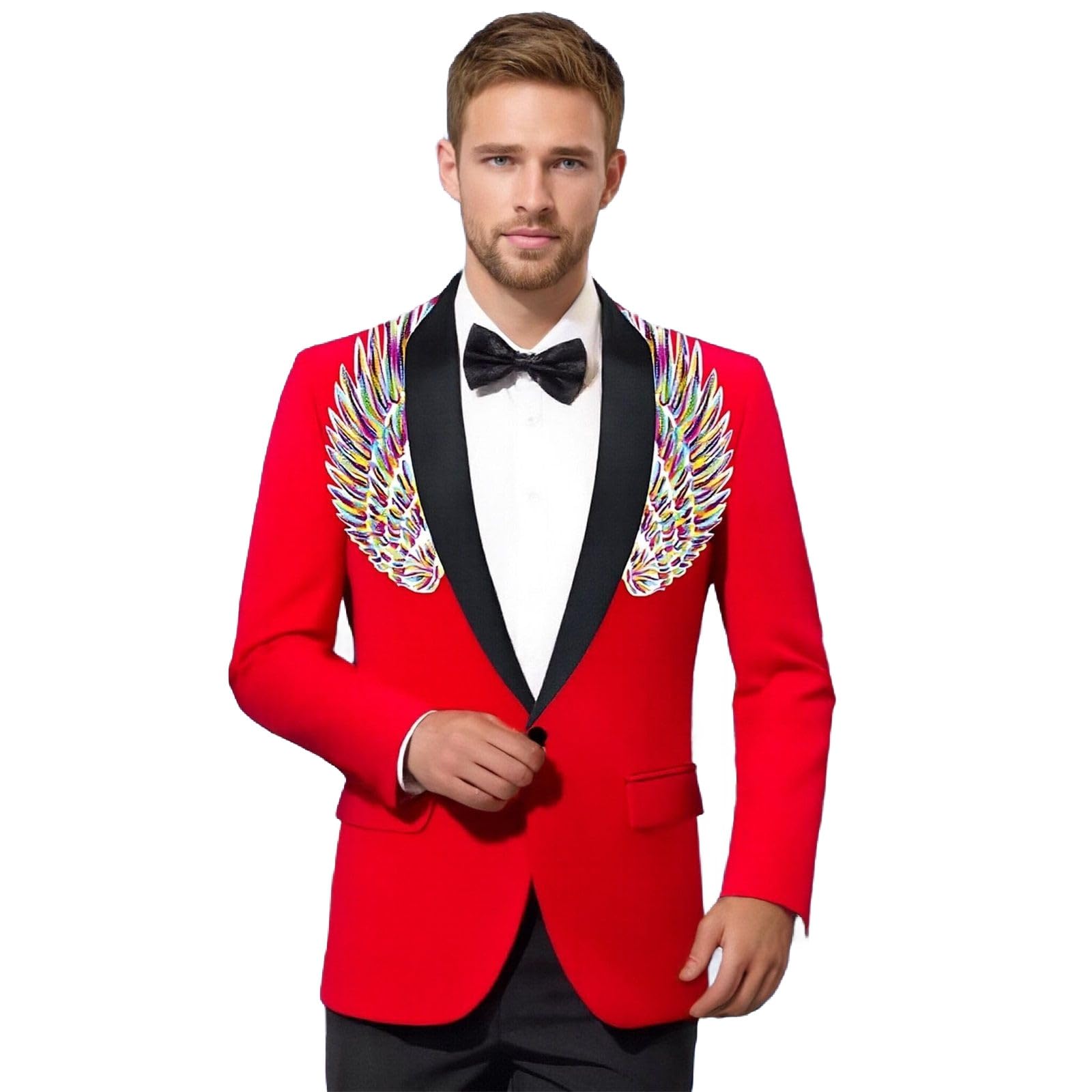 Generico Giacca Uomo Casual Elegante con Finitura Metallizzata Leggera e Confortevole per Serate Speciali Glitterate Scintillanti Lucido Discoteca Concerto Feste Abiti da Matrimonio