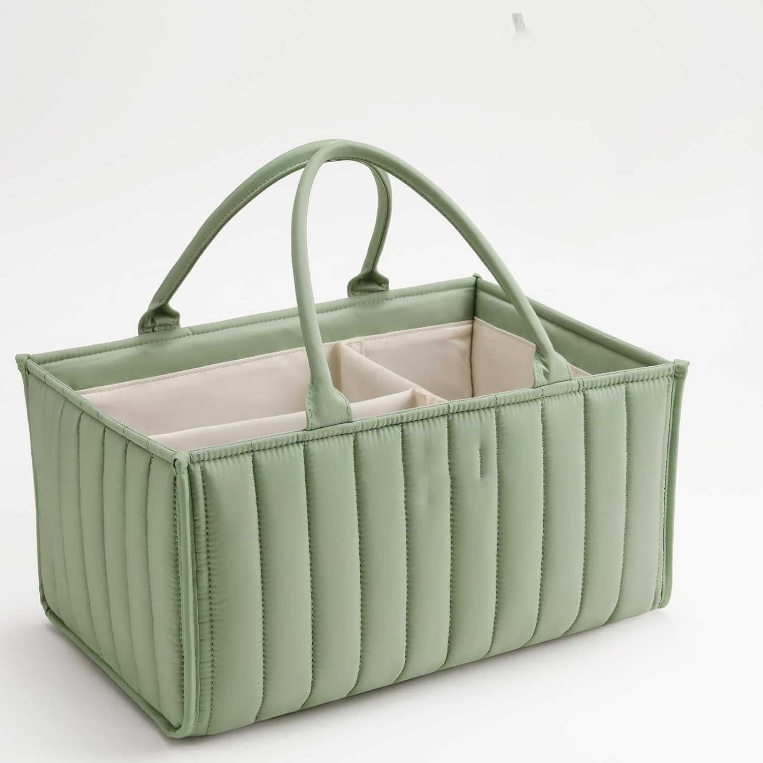 ZZYING Baby Diaper Caddy Basket, Stylish Baby Diaper Caddy,Storage Basket for Diapers,Diaper Bag Organizer (Sage Green + 1 Burp Cloth)