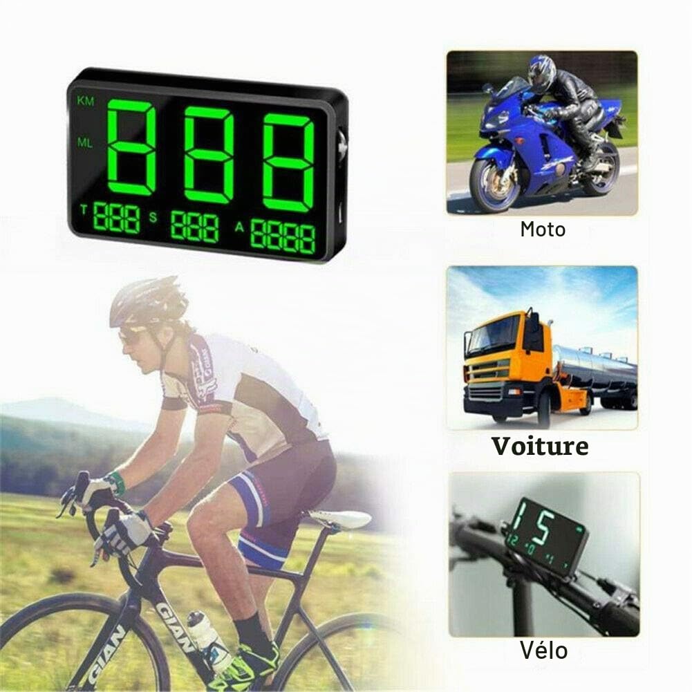 Riloer Compteur de vitesse GPS numérique Voiture Head Up Display MPH Alarme de survitesse Coffre-fort Universel, Compteur de vitesse GPS, Plug & Play