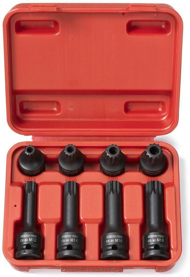 NEIKO 10283B XZN Triple Square Spline Socket Set 8pc