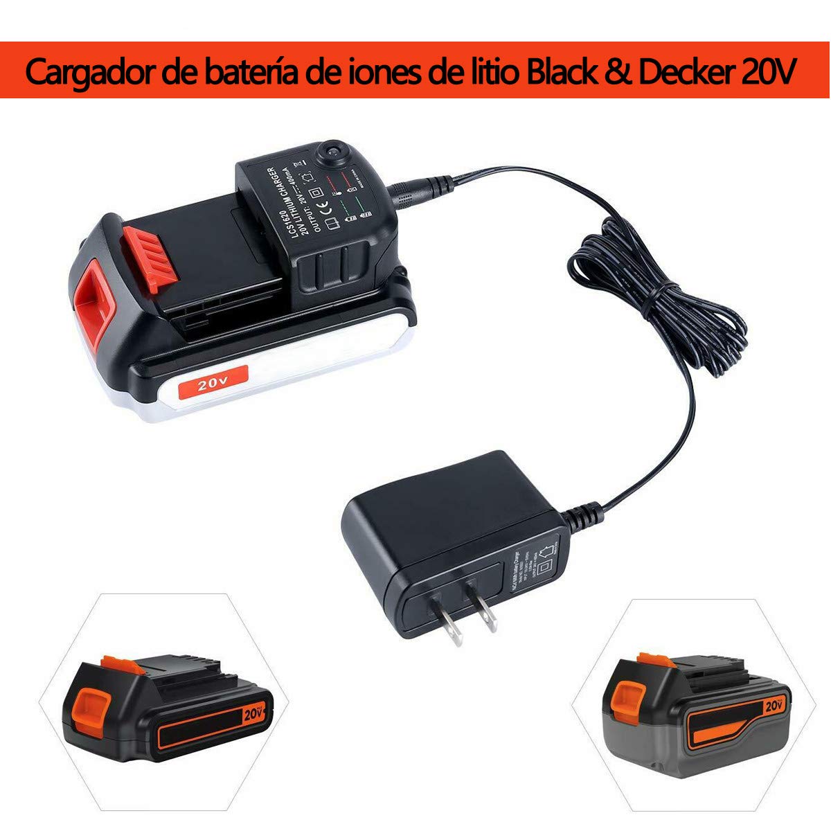 LBXR20 Li-Ion batería Cargador para Black & Decker 10.8V 14.4V 18V 20V LBXR20-OPE LB20 LBX20 LBX4020 LB2X4020 LBXR2020-OPE BL1514 LBXR16