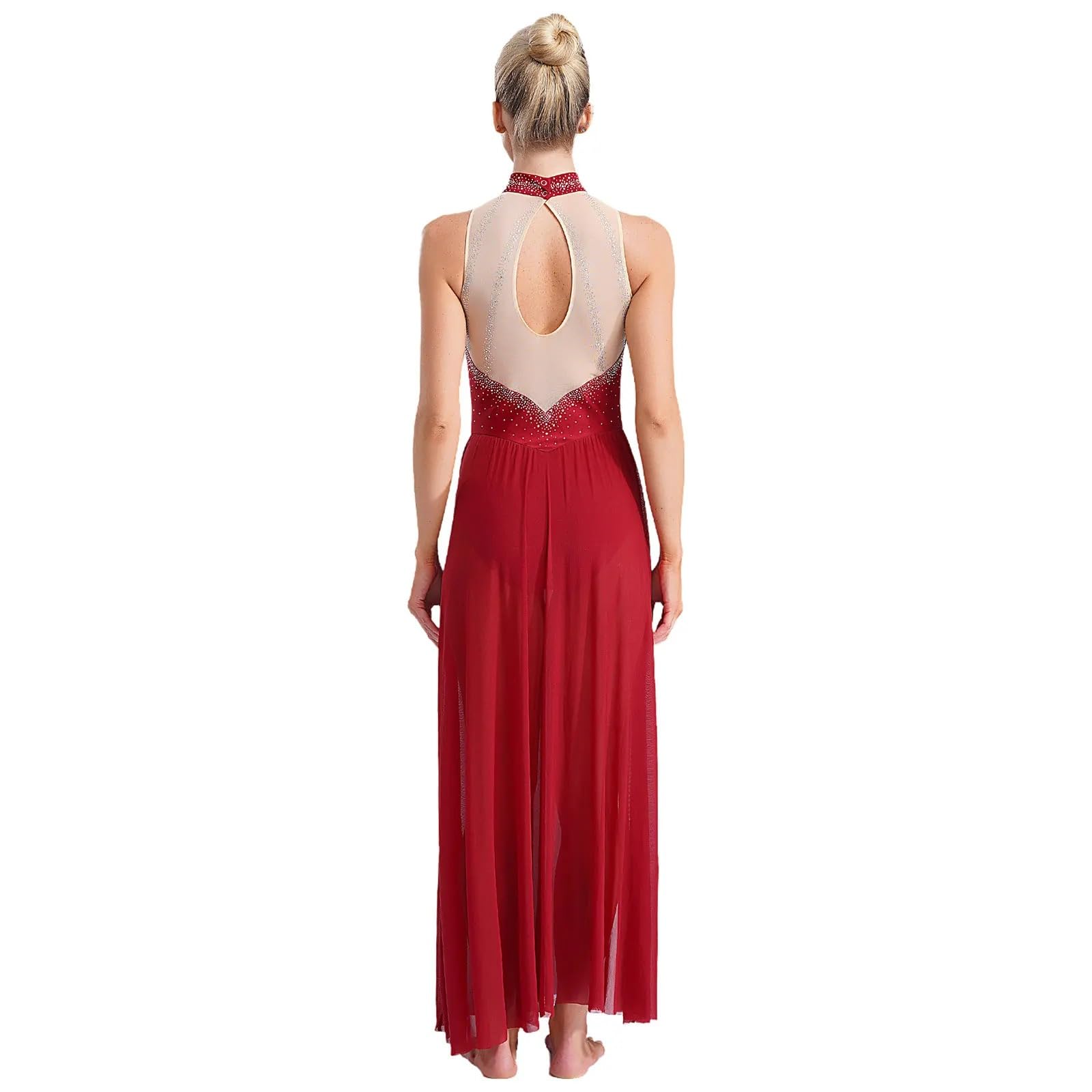 Kostüme für Lyrischen Tanz Lyrisches Tanzkleid, glänzendes Dimonds-Ballett-Trikot, Geteilte Maxiröcke, modernes, zeitgenössisches Ballsaal-Kostüm for Damen