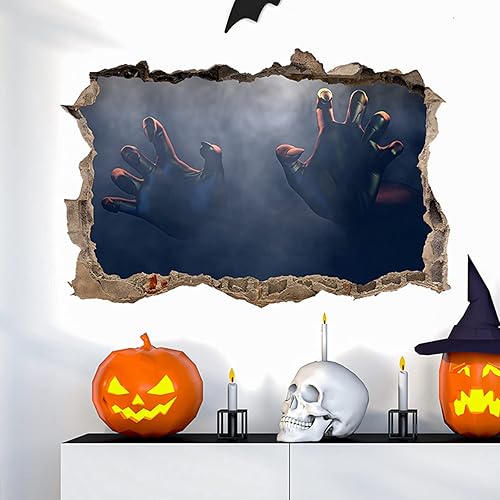 Miniatura 1 de Calcomanías de pared de Halloween de manos aterradoras para dormitorio, sala de estar, calcomanías de pared de Halloween 3D extraíbles, decoración