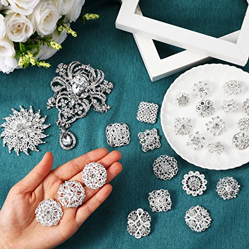 138 Pcs Flower Brooch Bouquet Pins Silver Rhinestone Brooches Diamond Brooch for Flowers Crystal Corsages Flower Straight Head Pins Bulk Christmas Brooches Jewelry Gifts for Crafting Wedding4