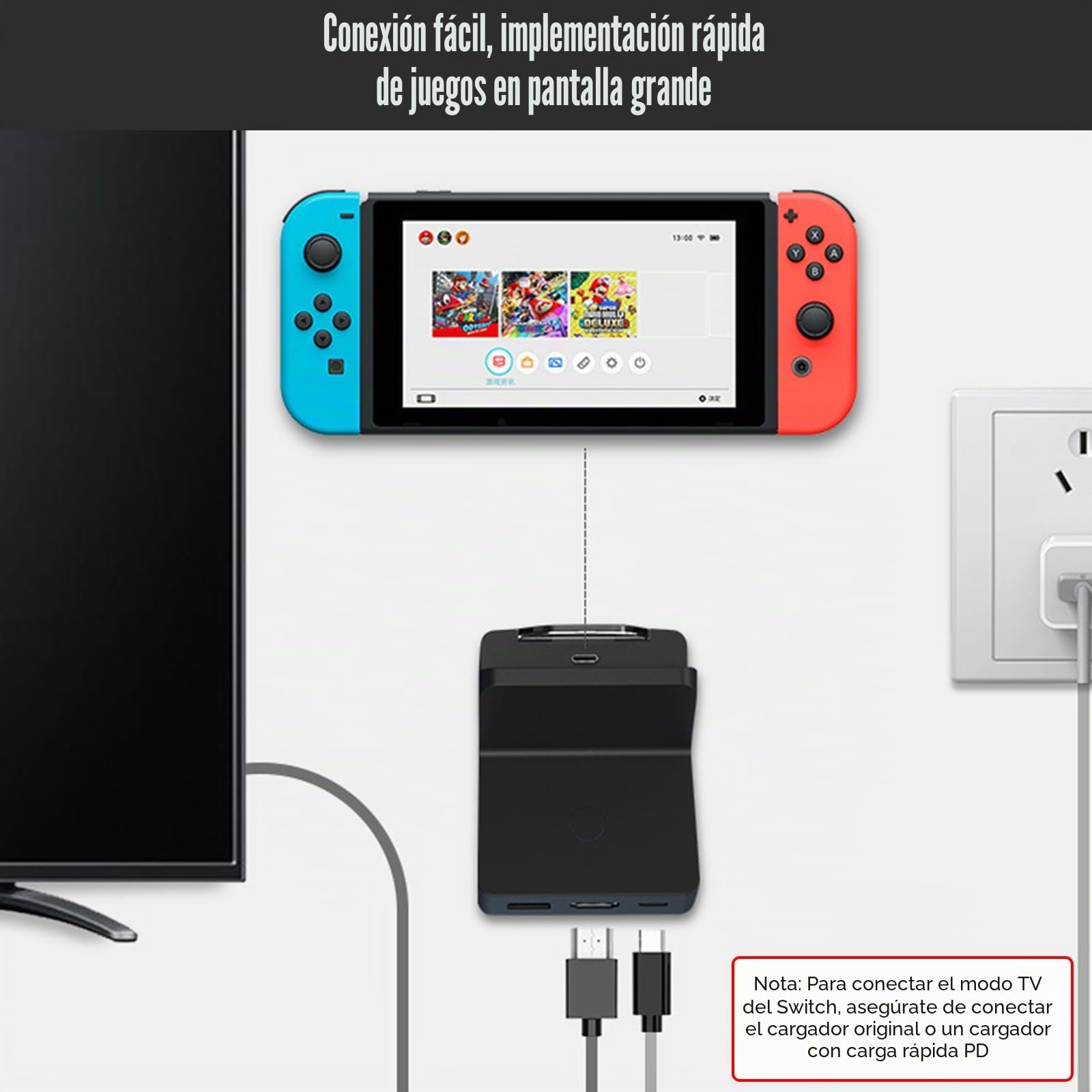 Nizirioo Estación de Carga Portátil para Nintendo Switch/OLED: Base de Carga Mini Con 4K HDMI y USB 3.0