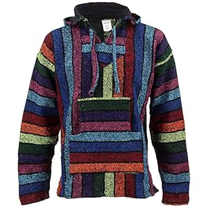 Siesta Mexicaanse Baja Jerga hippietrui met capuchon – zwart / wit