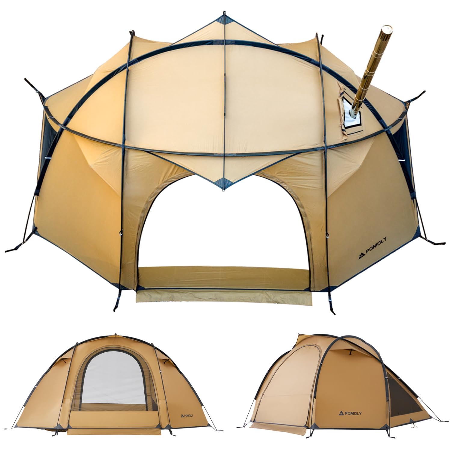 POMOLY Dome Tent Freestanding Camping Hot Tent, Barracuda 2