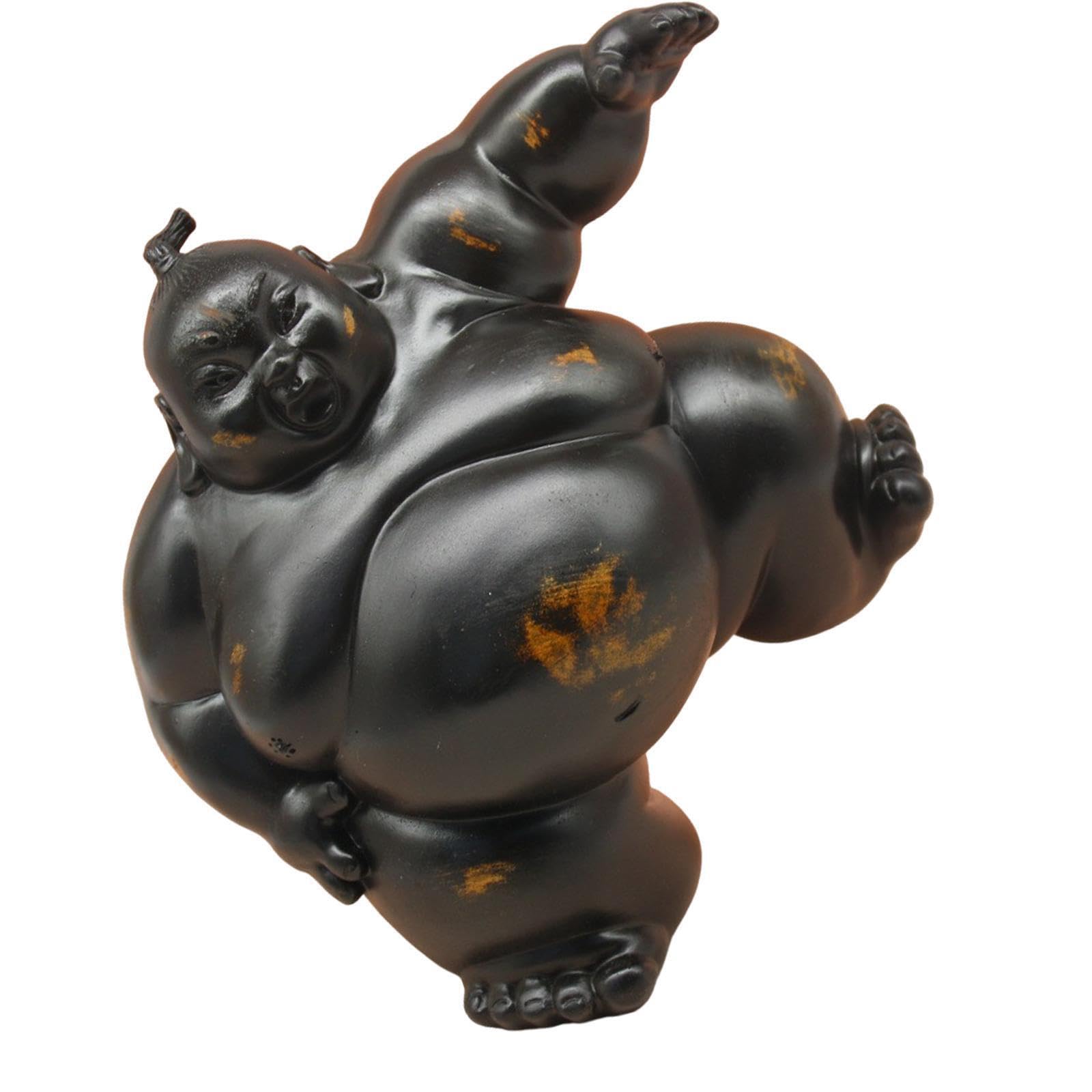 Zanthicia Detailed Sumo Wrestling Sculpture Japanese Style Sumo Sculpture Decorative Ornament Wrestler Figurine Statue Wrestling Home Decor Figurine, Black, 25.5x16.5x26cm