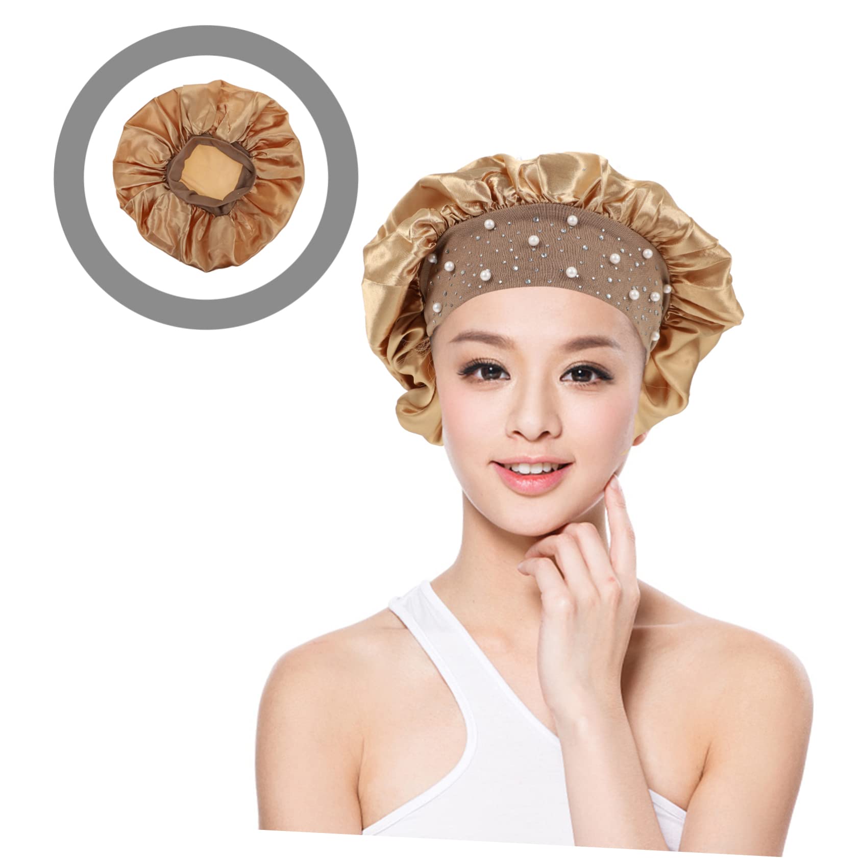 Healeved 6stücke Goldene Elastische Duschhaube Wiederverwendbar Stylische Badekappen Für Damen Für Duschen Spa Und Haarpflege Hochwertige Satin-