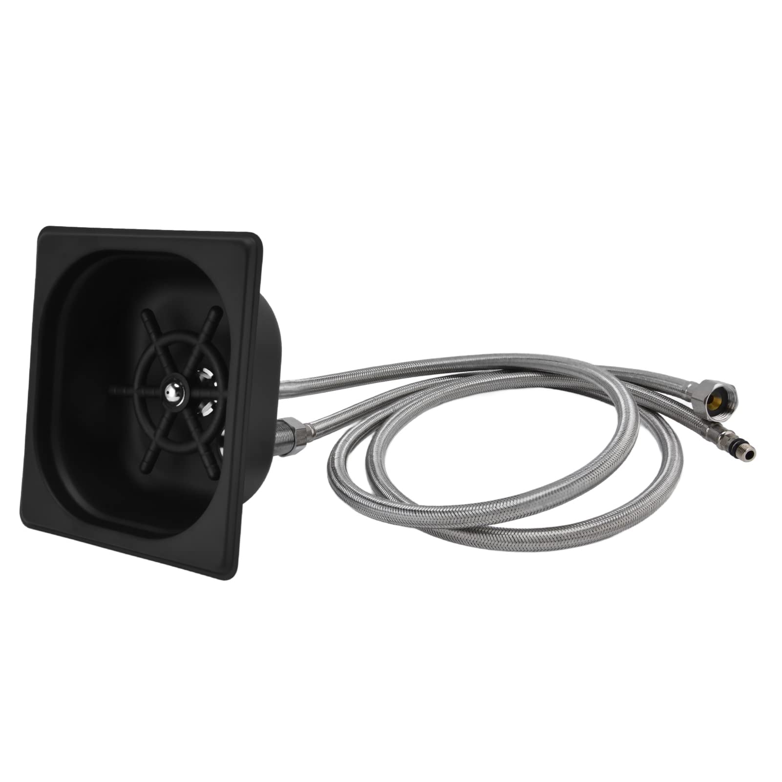 Glass Rinser Stainless Steel Automatic Cup Washer Cleaner for Bar Pub Restaurant Coffee Shop Hotel (Black)