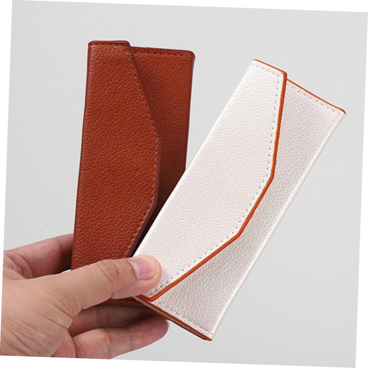 FOMIYES 5 Set Di Pinzette Per Ciglia Custodia Portatile Per Pinzette Per Ciglia Per Extension in Pelle Pu Design Minimalista 2 Pezzi * 5