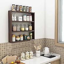 Wooden Cave Wooden Wall Mounted Rack, Organizer, Wall Shelf for Kitchen Storage Boxes, (Number of Shelves - 5, Brown), Wooden Shelves