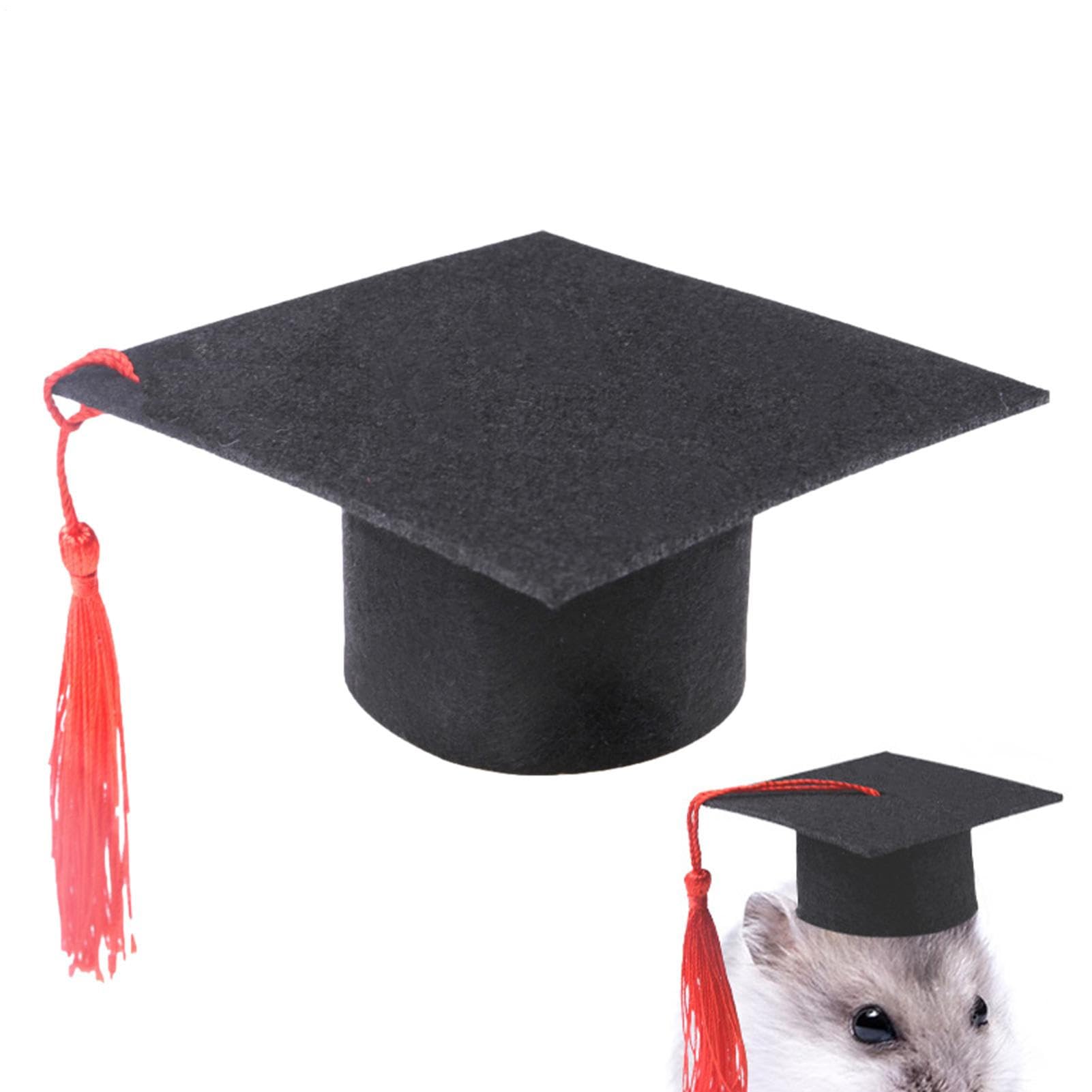 Hitburu Pet Graduation Caps, Pet Graduation Costume Hat, Soft Hamster Graduation Hats with Red Tassel, Holiday Accessories Dogs Cats Hamster