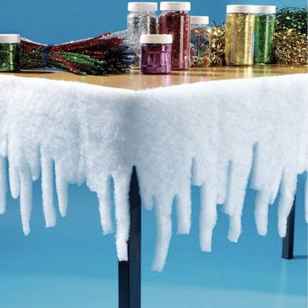 Skyte Skyte® Glitter Snow Fringe Icicle Garland Artificial Fake Christmas Decoration Scene Setter 1M X 26Cm Window Pictures