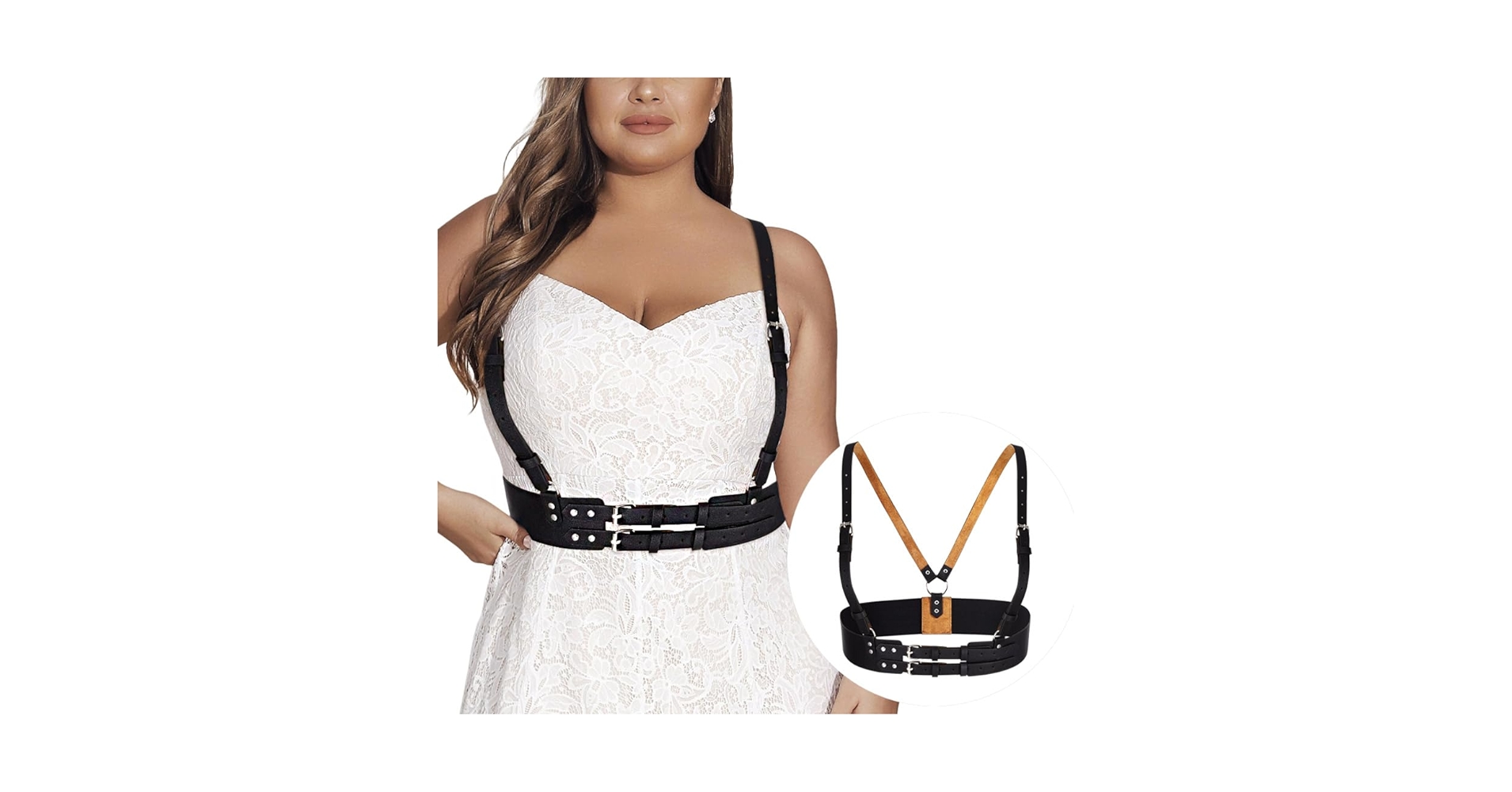 BODIY Plus Size Harness Wide Black Waist Harness Belt PU for
