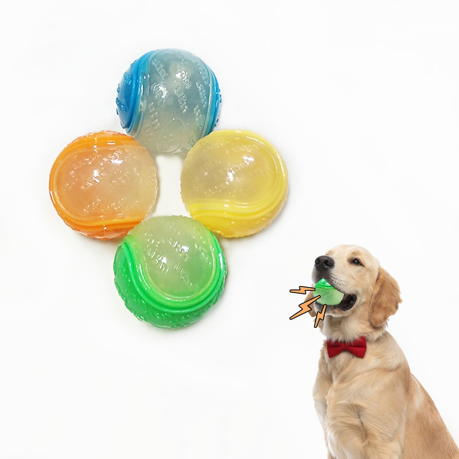 Sricam Indestructible Dog Toys: 4 Pack Glow-in-Dark Squeaky Dog Balls for Aggressive Chewers & Puppy Teething
