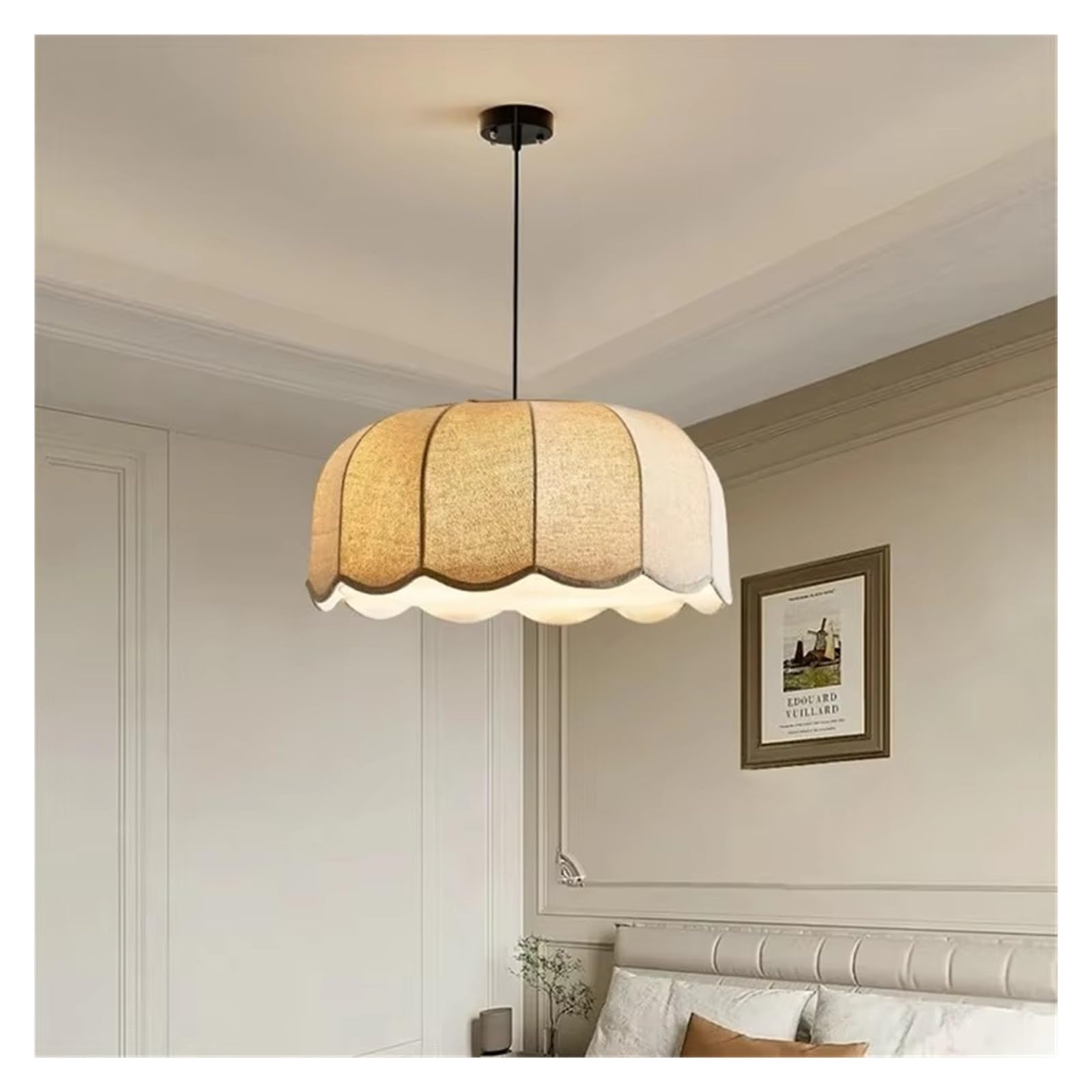 Banana Leaf Pendant Lamp Japanese Linen Fabric Light Bedroom Loft