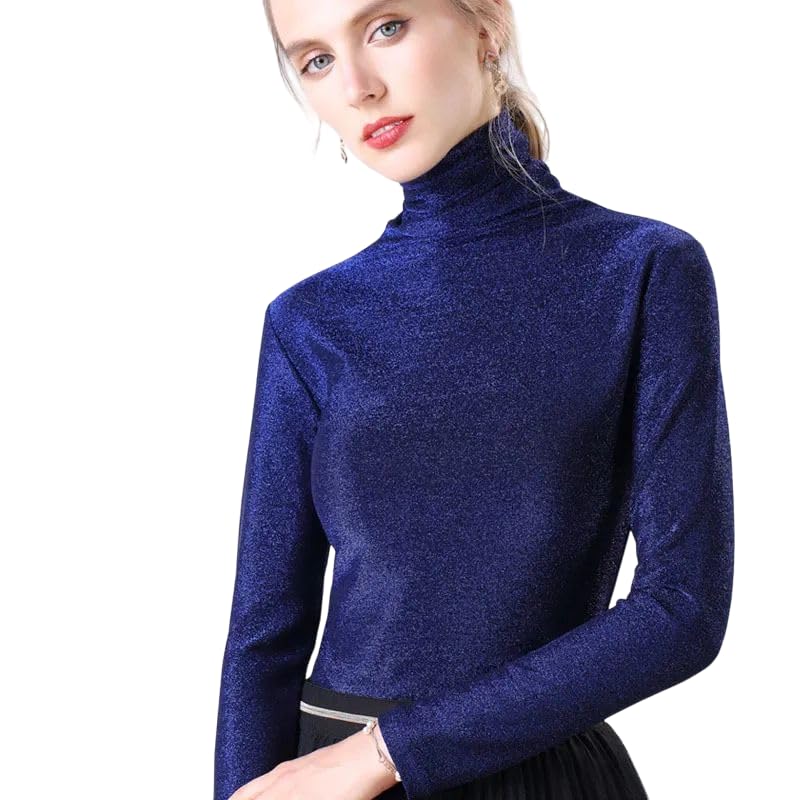 MYSTIFY® Autumn Winter New Heap Collar Women Turtleneck Long Sleeves All-Game Tops Bright Yarn Inner Knit Flooring Shirt