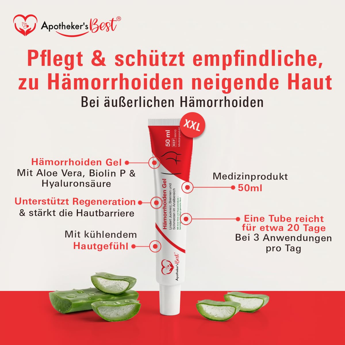 Apotheker's Best Hmorrhoiden Gel 50 ml mit Aloe Vera und Hyaluronsure,  Gel gegen Juckreiz, Reizungen, Brennen & Wundsein Medizinprodukt  Hmorrhoiden Salbe : Amazon.de: Drogerie & Krperpflege