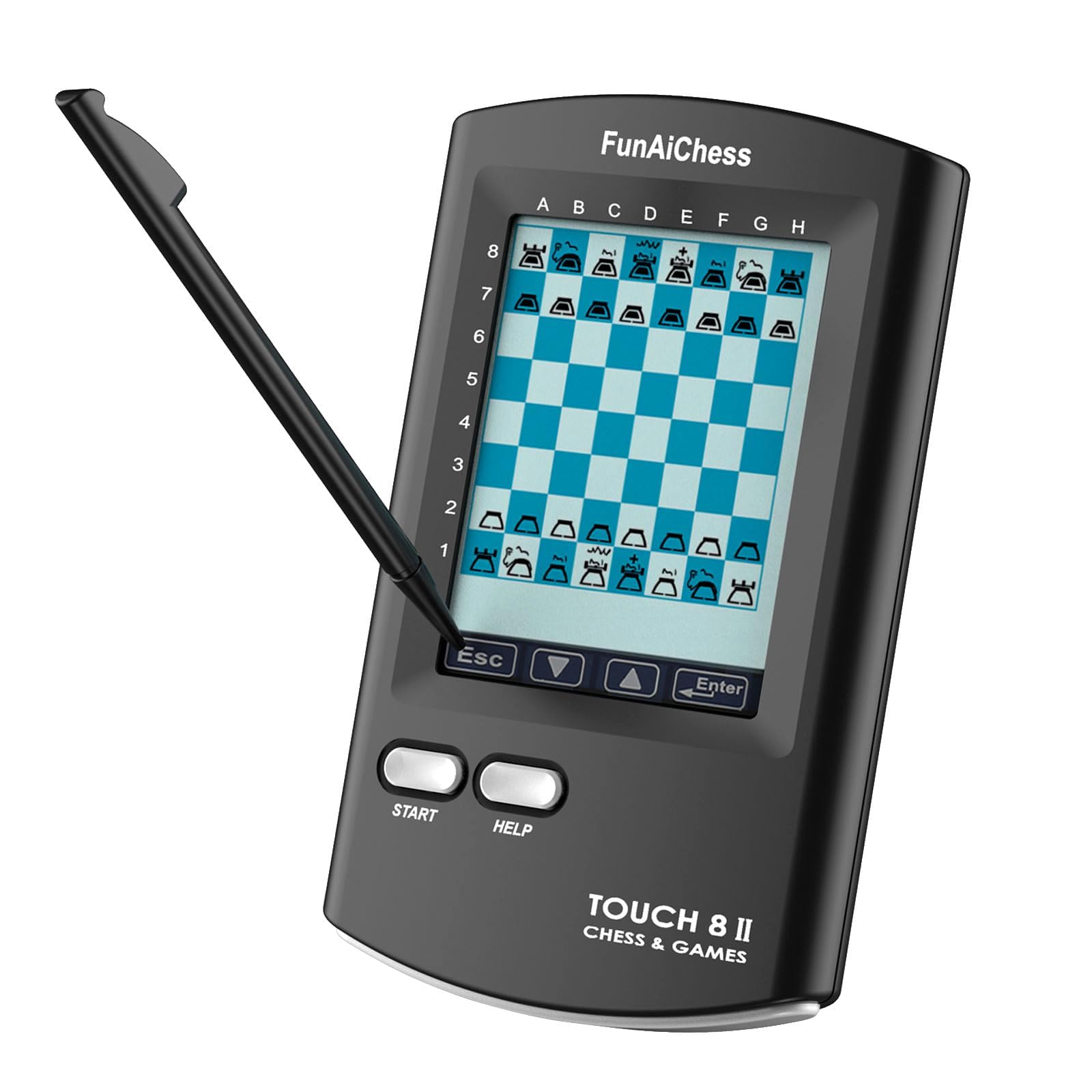 FunAiChess Handheld Electronic Chess Board 8 in 1 Touch Chess Computer Game Portable Electronic Chess Set for Adults, Kids,and Beginners Learn and Travel with Stylus Large LCD Display Gift(Black)
