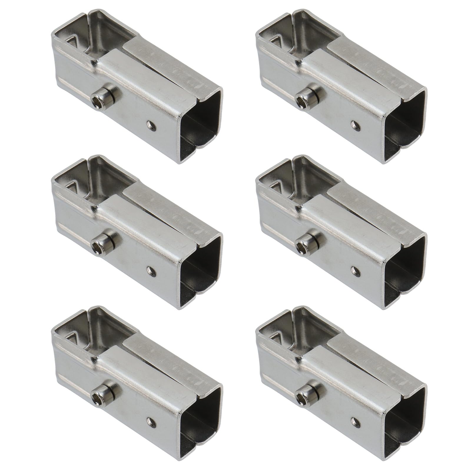 1 Inch Square Tube Connector, 2 Way T Split Square Tube Clamp Stainless Steel Clothes Garment Tubing Rail Fitting Panel T Clamps Tubing Connector, 6PCS(Silver)
