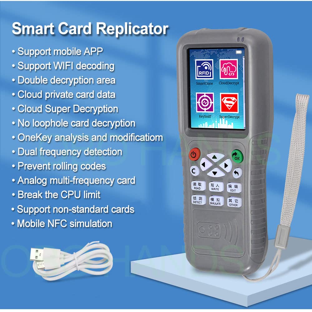 RFID WiFi CopyKey Fonction de décodage complet Copieur/lecteur/écrivain Programmateur de carte NFC Duplicateur de cartes + porte-clés T57, carte UID, OTG