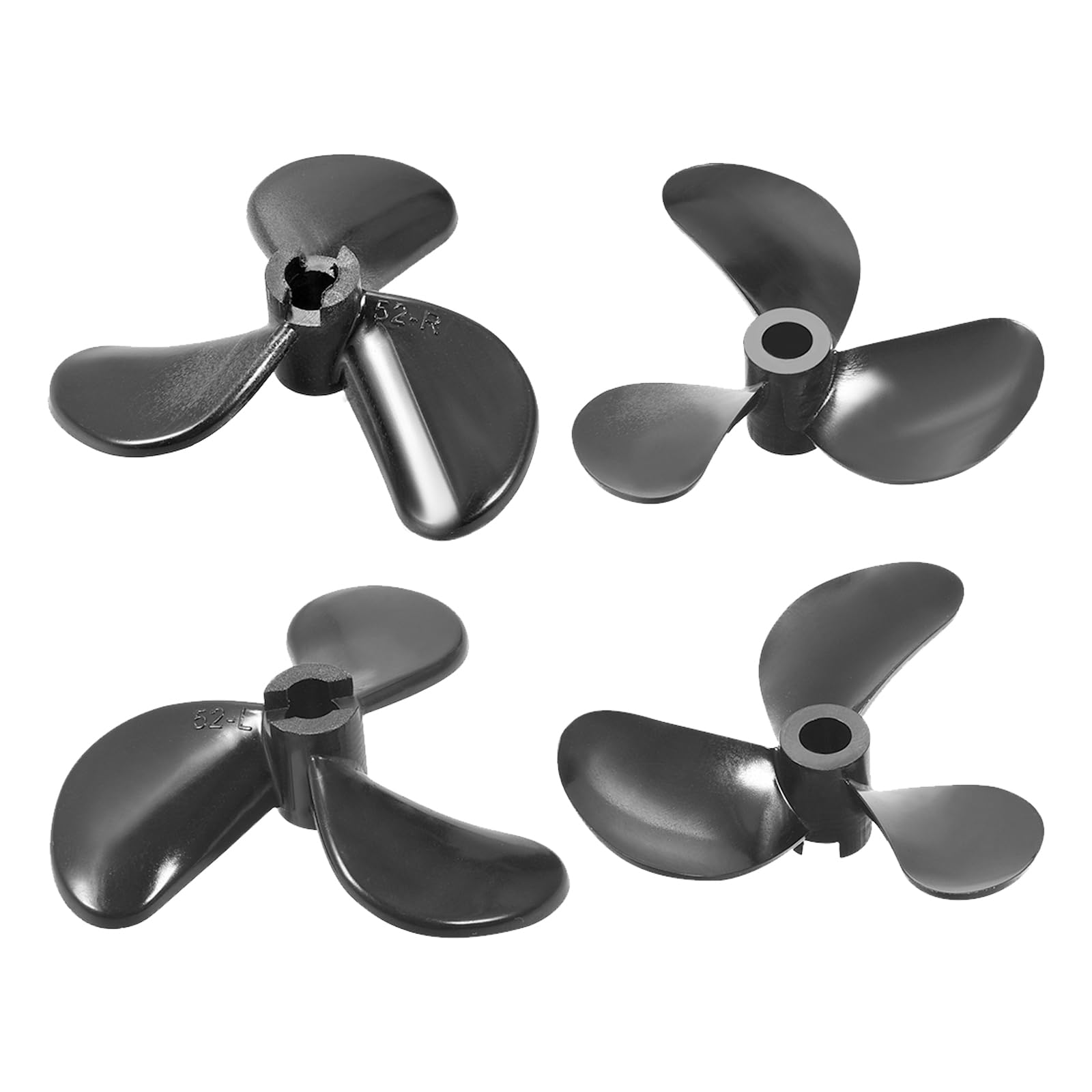 MECCANIXITY 2pcs RC Boat Propeller 5mm Shaft 3 Vanes 52mm 1.4 P CW and 2pcs 5mm Shaft 3 Vanes 52mm 1.4 P CCW Fan Shape Plastic Rotating Propeller Props