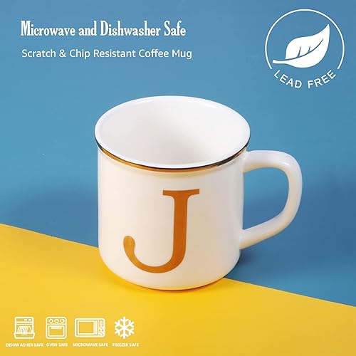 Miniatura 3 de Miicol Taza de café de cerámica de 16 onzas, taza de café con monograma, taza de té con inicial dorada, taza de té personalizada, regalo único, taza