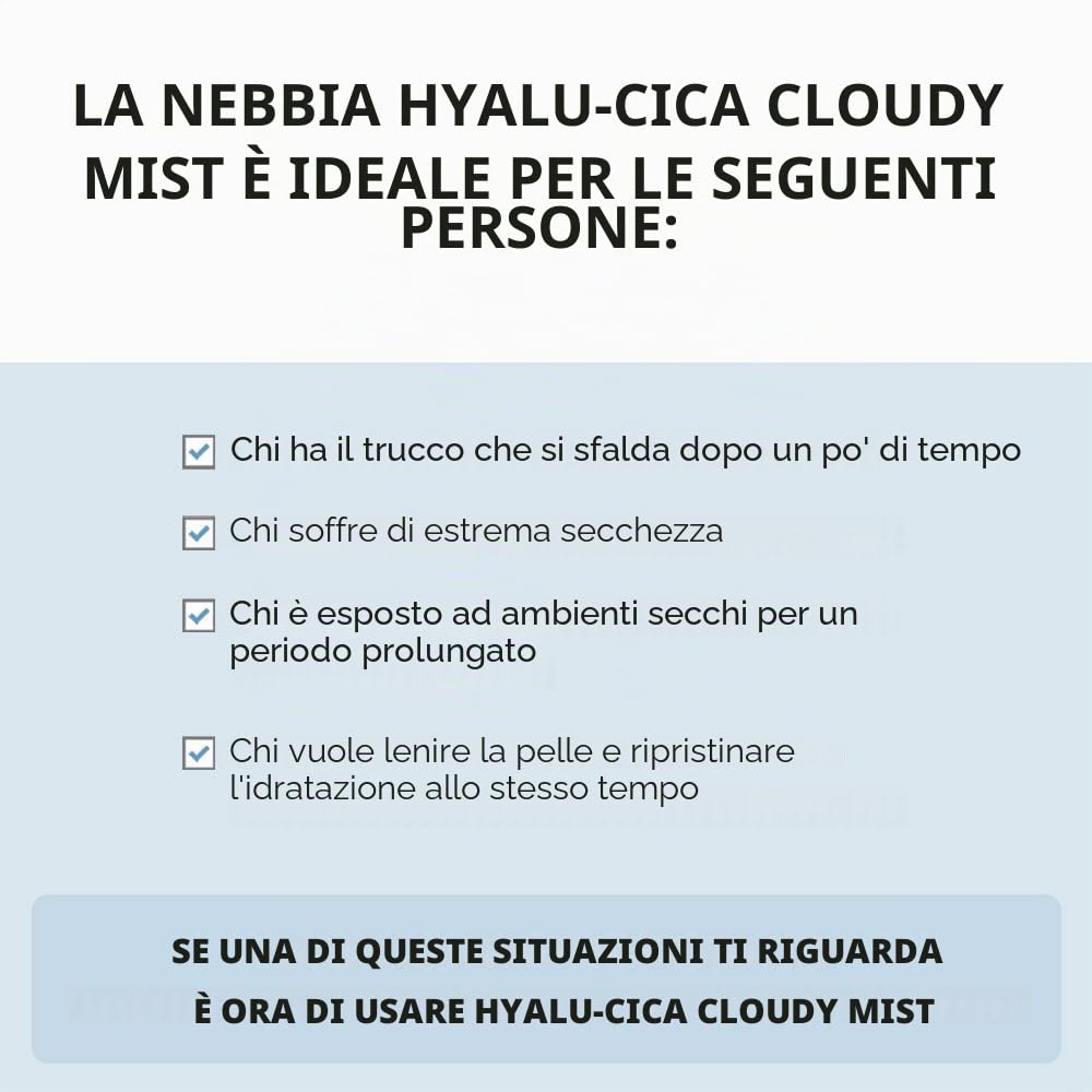 SKIN1004 Hyalu-CICA Cloudy Mist 4.05 fl.oz(120ml) | Formula Hyalu Cica con acqua di tè verde | Soluzioni multi-cura idratanti e calmanti