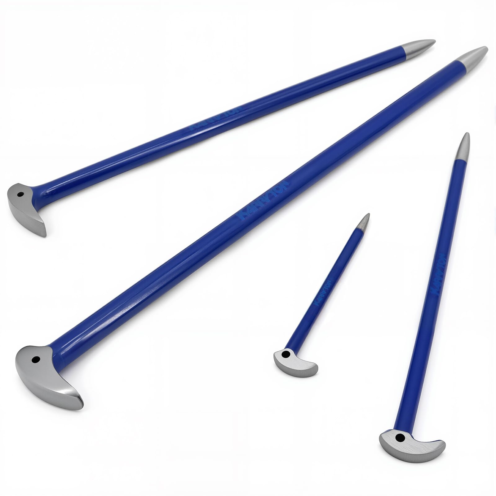 Rollkopf-Hebelstangen-Set (15,2 cm, 30,5 cm, 40,6 cm, 50,8 cm) – 4-teiliges robustes Marienfuß-Hebeleisen in geformtem Kunststoffgehäuse, wärmebehandelter legierter Stahl für Automobil, Bau
