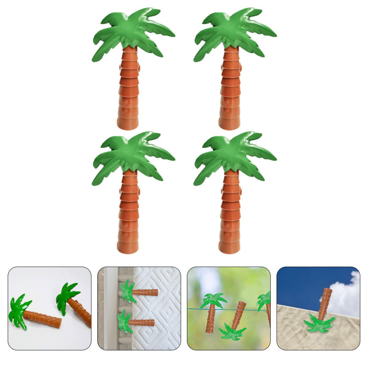 OUNONA 2 Ensembles Pinces Coupe-Vent Serviette De Plage Piscine Pinces À Serviettes De Plein Air Clip Chaise De Plage Cocotier Vêtements Plastique 4 Pièces * 2