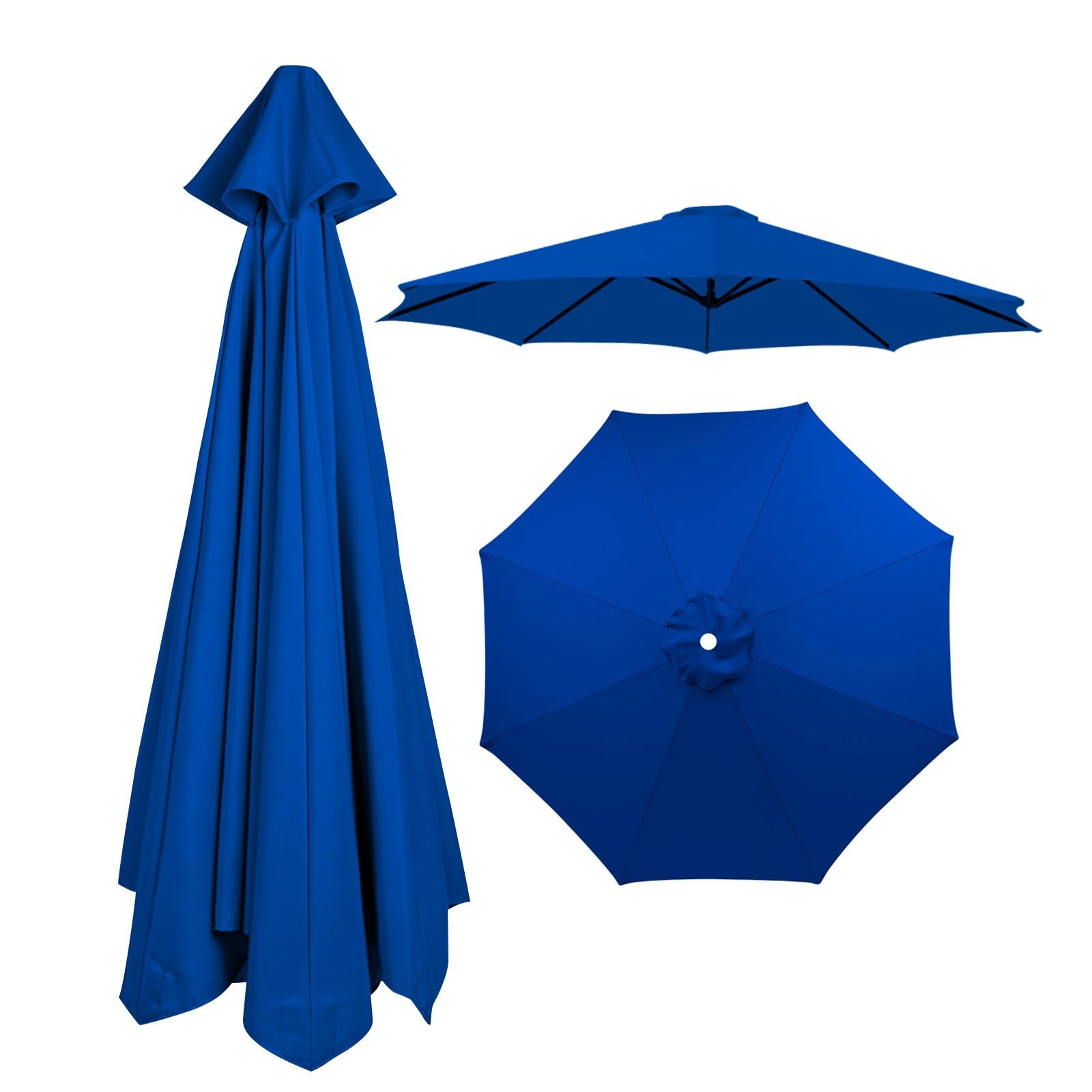 8 Ribs Umbrella Replacement Canopy, Outdoor Patio Replacement Parasol Cover UV Protective Waterproof Replacement Parasol Fabric for Garden Deck Backyard Pool(Royal blue,3.0m)