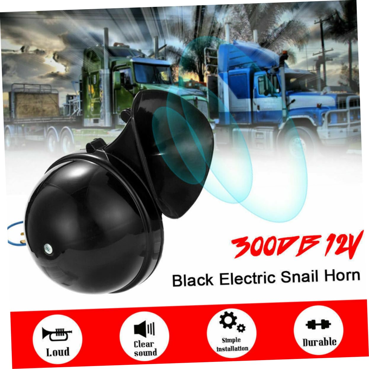 Klaxon de Remplacement pour Voiture à Double Tonalité Corne D'escargot Noir | Fer, Installation Facile, Accessoires Automobiles pour Véhicule, Pièce de Rechange Simple Couleur Aléatoire